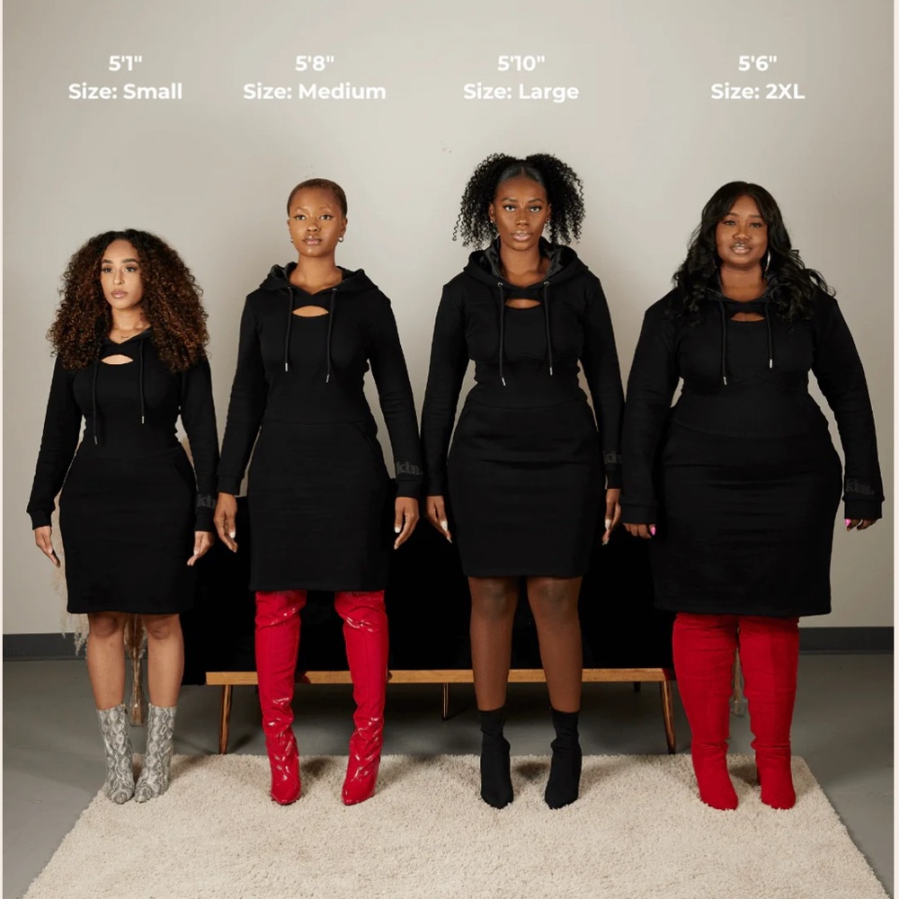 Black Long Sleeve Dress with Satin-Lined Hood